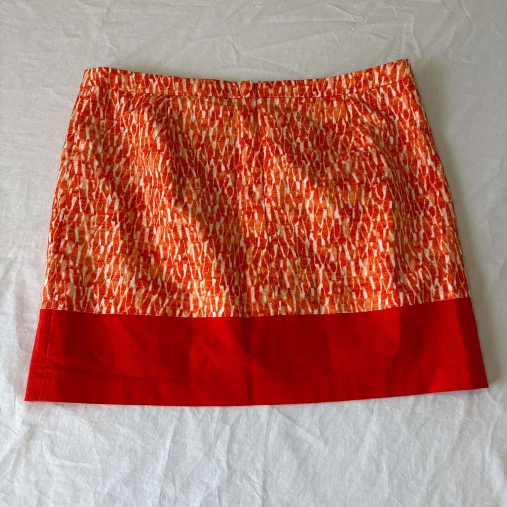 Michael Kors Womens Orange Vibrant Abstract Print Back Zip Mini Skirt‎ Size 16